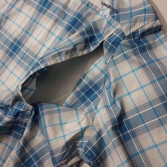 Under Armour Men's Large Shirt Heatgear Button Up Vented Short Sleeve Plaid - Picture 7 of 8